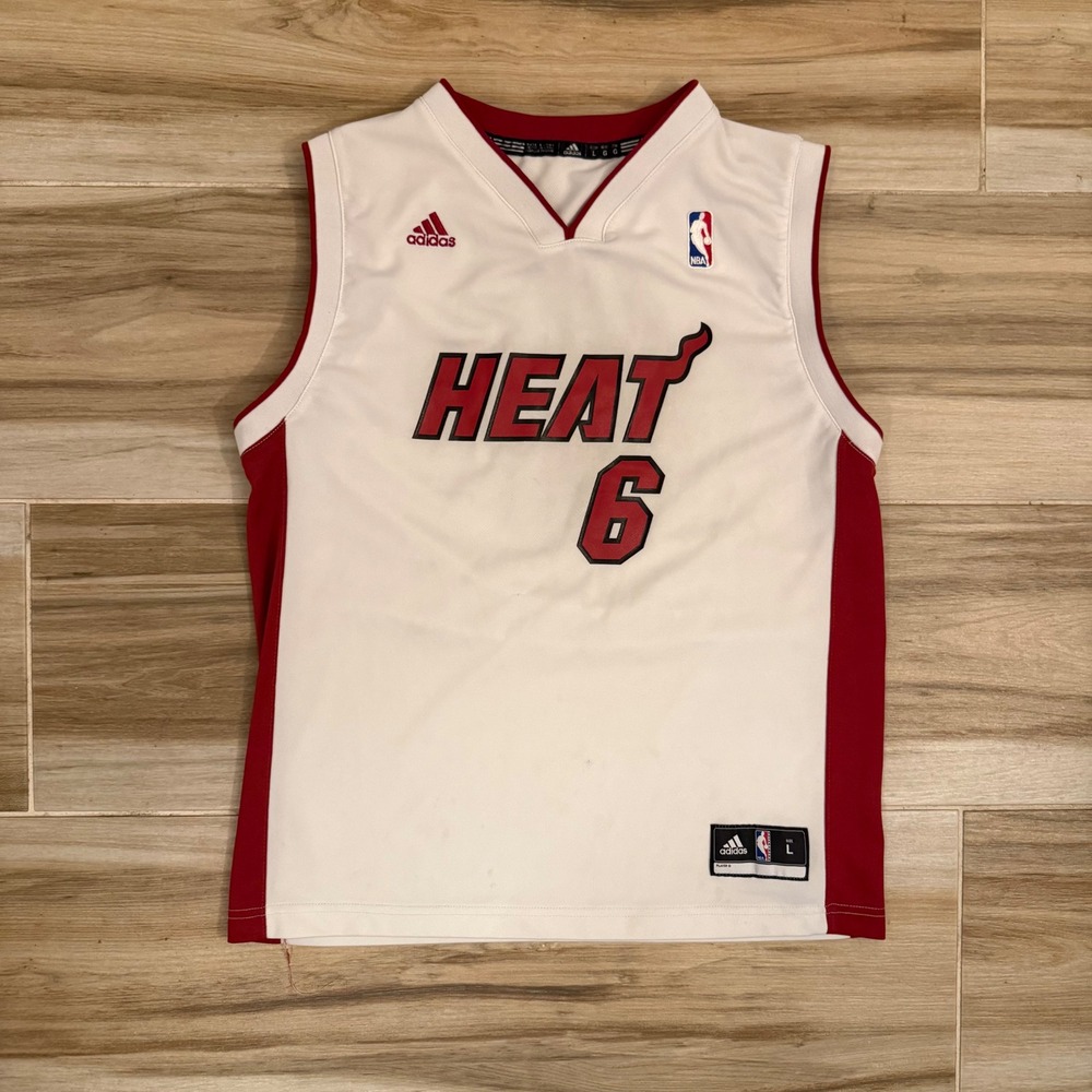 Adidas NBA Miami Heat LeBron James 6 Youth Jersey White Red Size Large L Home
